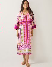 Tina Summer Floral Maxi Kaftan Dress, Pink (PINK), large