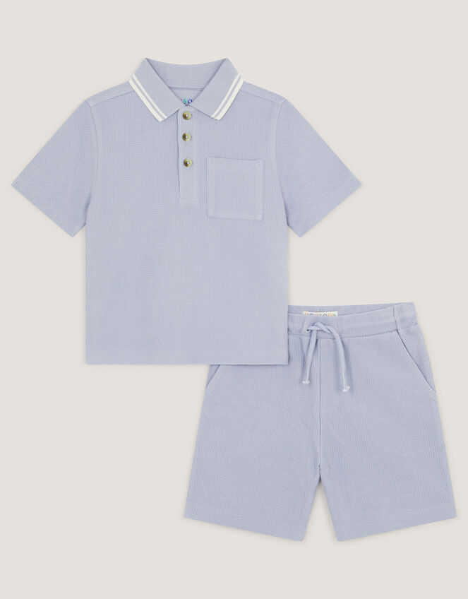 Jersey Polo Shirt & Shorts Set, Blue (BLUE), large