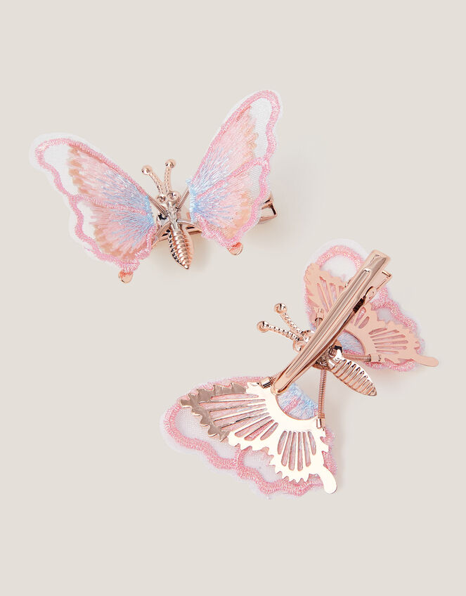2-Pack Embroidered Spring Butterfly Hair Clips, , large