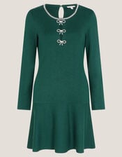 Brit Sparkle Bow Knit Dress, Teal (TEAL), large