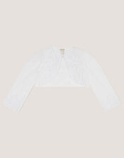 Felicity Embroidered Mesh Cardigan, White (WHITE), large