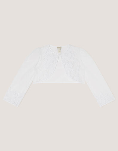 Felicity Embroidered Mesh Cardigan, White (WHITE), large