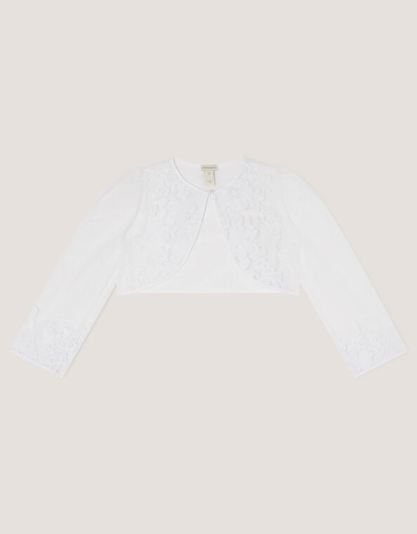 Felicity Embroidered Mesh Cardigan, White (WHITE), large