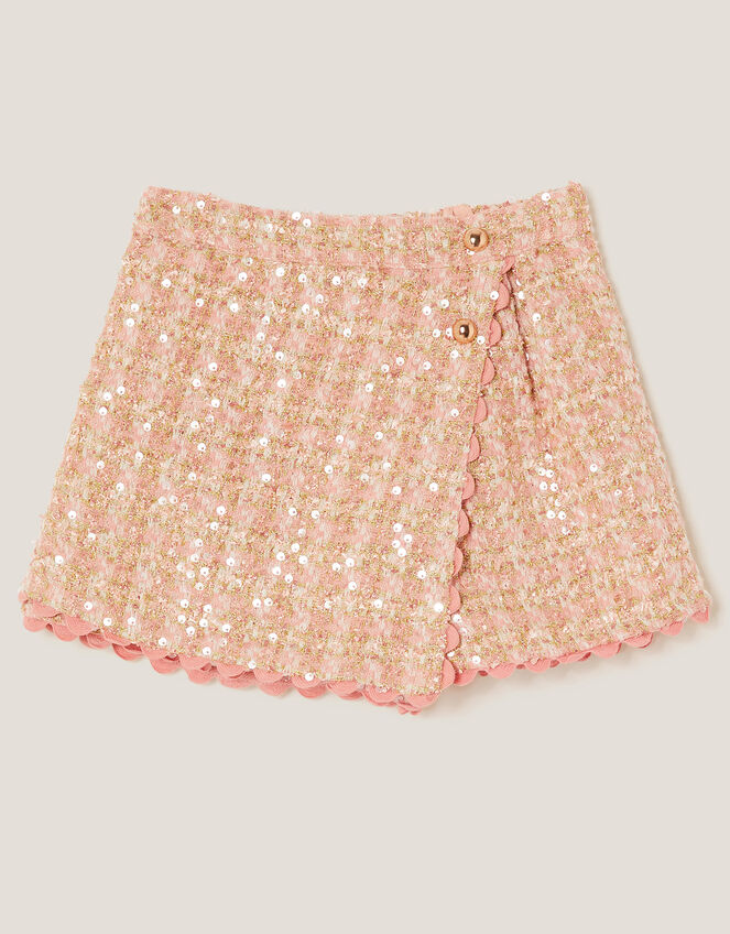 Sequin Tweed Skort, Pink (PINK), large