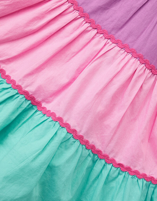 Sleeveless Smocked Colourblock Dress, Pink (PINK), large