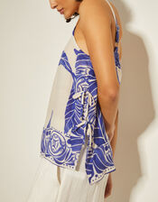 Dinah Leaf Print Cami Top, White (WHITE), large