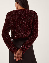Belinda Bow Sequin Jacket, Red (BERRY), large