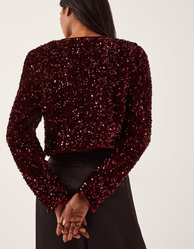 Belinda Bow Sequin Jacket, Red (BERRY), large