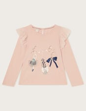 Long Sleeve Lovely Sequin Top, Pink (PINK), large