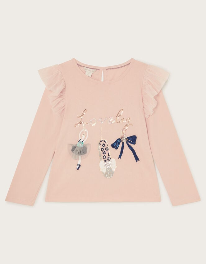 Long Sleeve Lovely Sequin Top, Pink (PINK), large