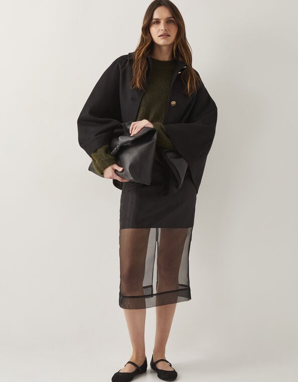 Shiloh Sheer Midi Skirt, Black (BLACK), large