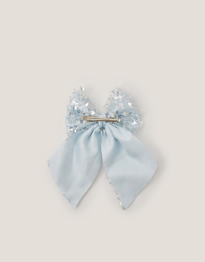 Sequin Bow Hair Clip, , large
