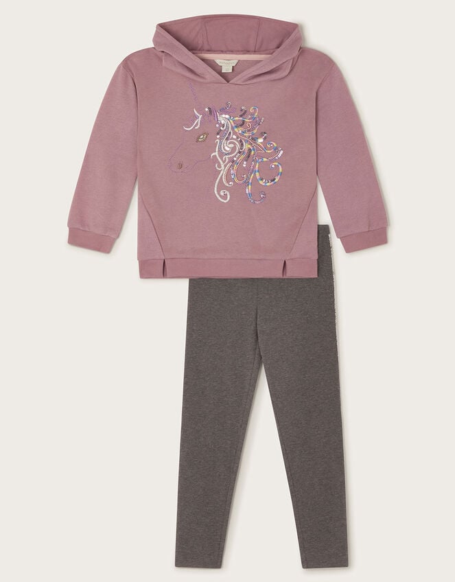 Sequin Unicorn Hoodie and Leggings Set, Purple (LILAC), large