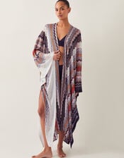 Ava Zigzag Stripe Beach Cover-Up, Natural (NEUTRAL), large