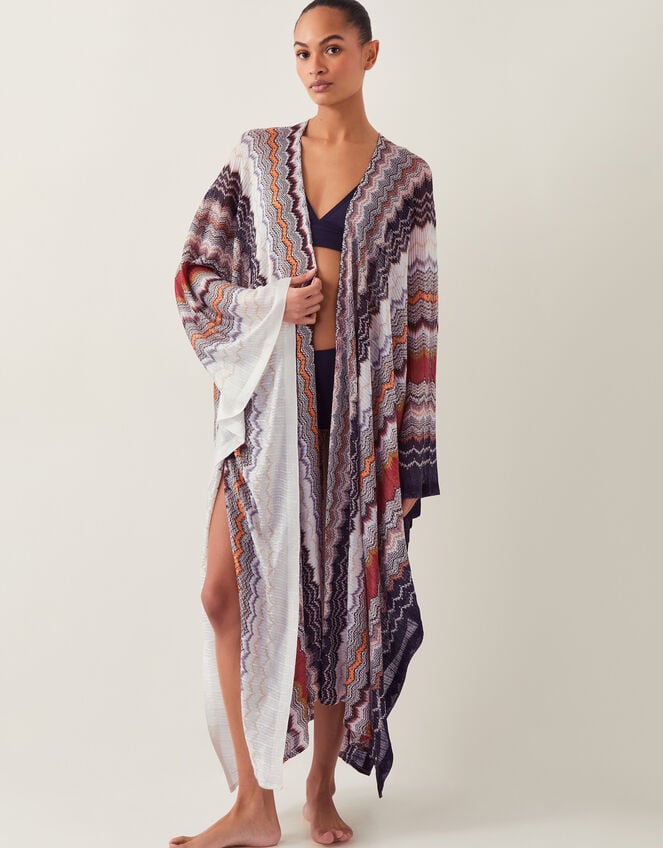 Ava Zigzag Stripe Beach Cover-Up, Natural (NEUTRAL), large