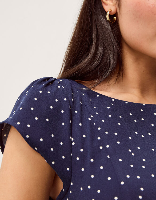 Caitie Polka Dot Midi Dress, Blue (NAVY), large