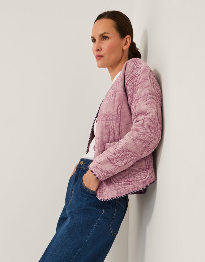 Hazel Floral Quilted Jacket, Pink (BLUSH), large