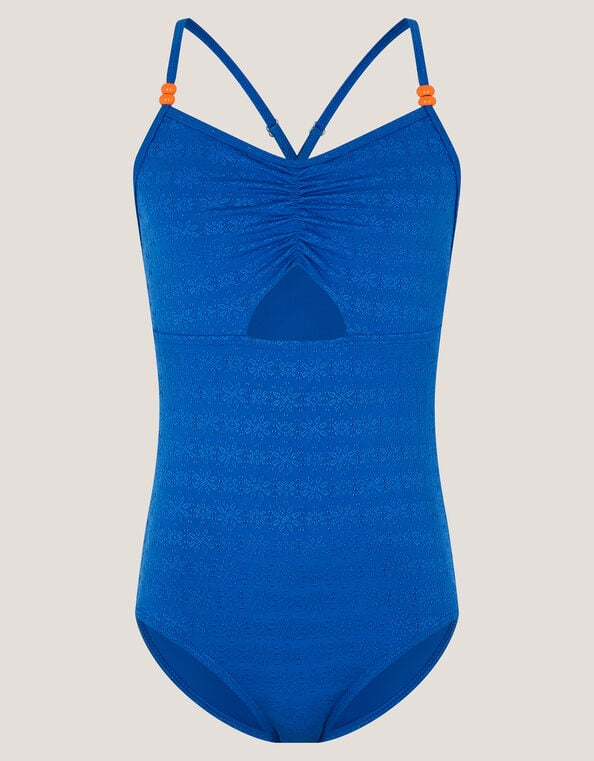 Broderie Cut Out Swimsuit, Blue (BLUE), large