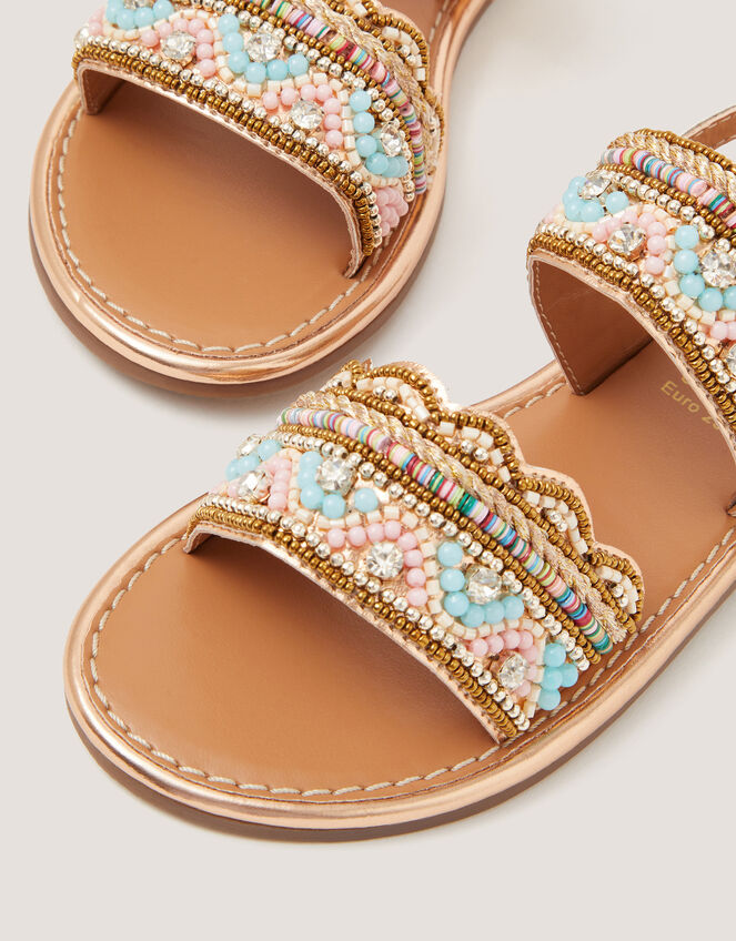 Double Strap Beaded Sandals, Multi (MULTI), large