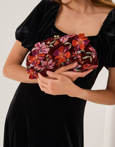 Josie Floral Embellished Clutch Bag, , large