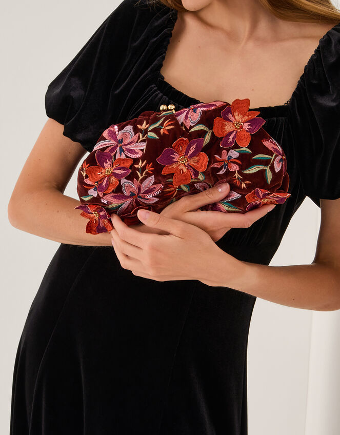 Josie Floral Embellished Clutch Bag, , large