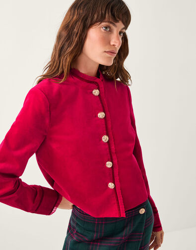 Monsoon x Sarah Corbett-Winder Velvet Military Jacket, Red (RED), large
