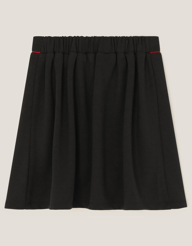 Bow Pointelle Pleated Skirt, Black (BLACK), large