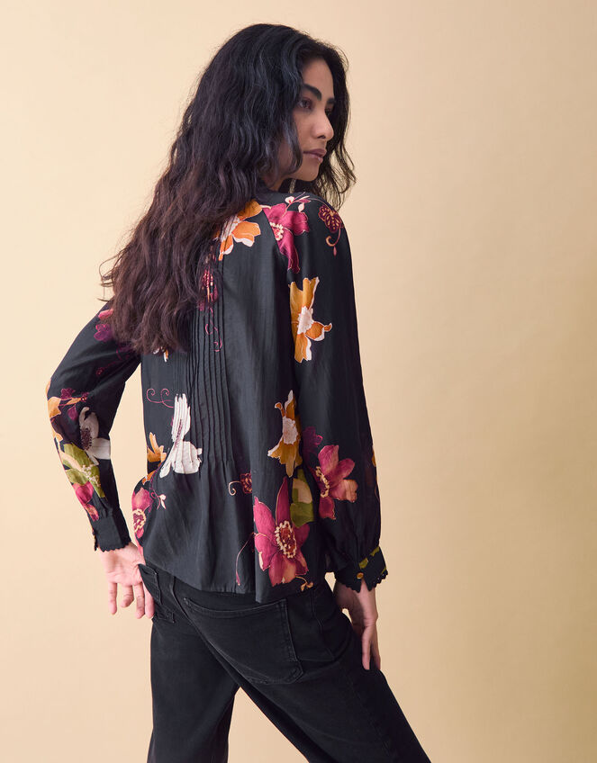 Clemence Camille Floral Print Blouse, Black (BLACK), large