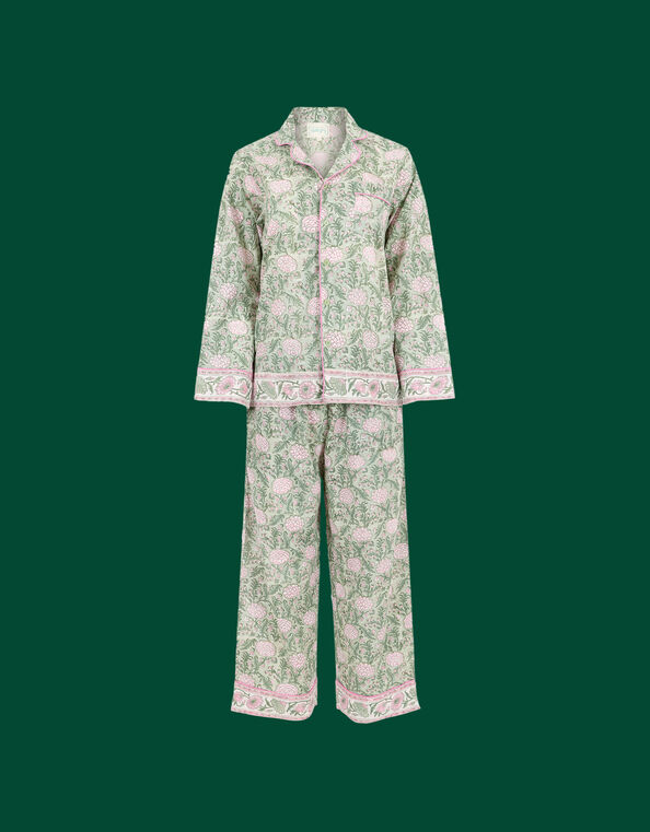 Dilli Grey Johari Floral Long Pyjamas Set, Green (GREEN), large
