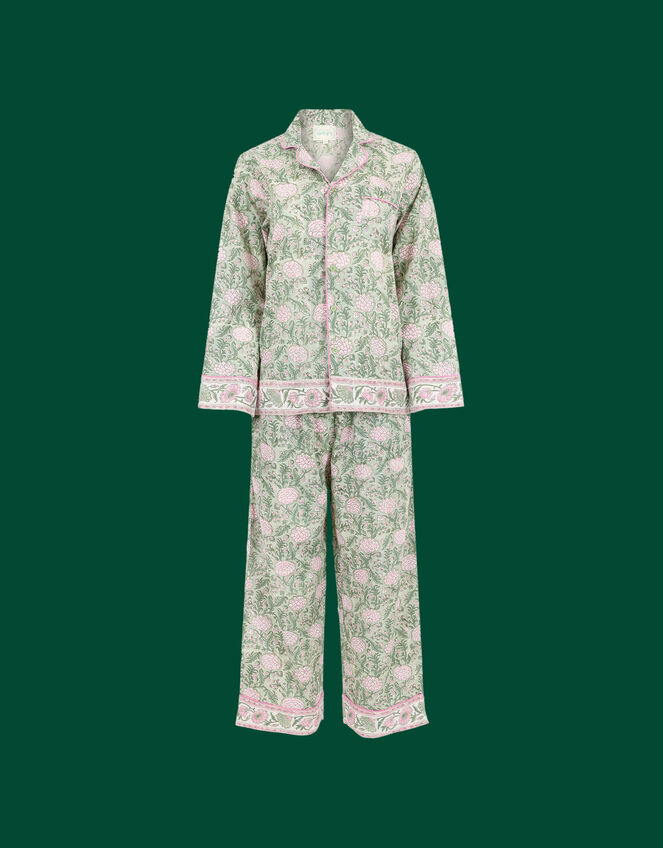 Dilli Grey Johari Floral Long Pyjamas Set, Green (GREEN), large