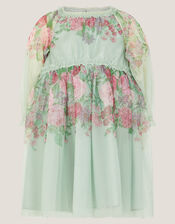 Baby Nadia Long Sleeve Rose Party Dress, Green (SAGE), large