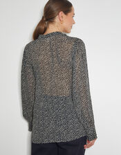 Arielle Sheer Ditsy Floral Blouse, Black (BLACK), large