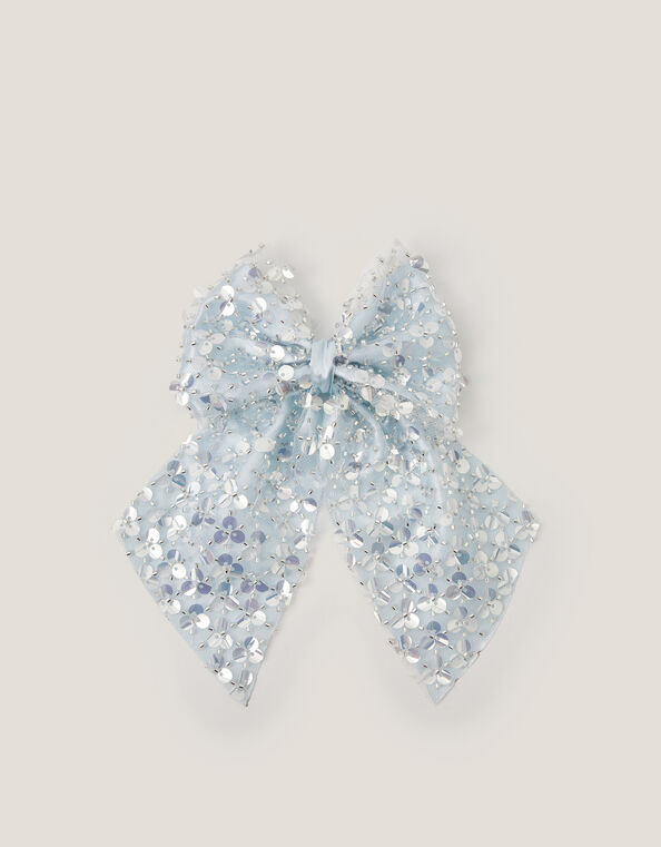Sequin Bow Hair Clip, , large