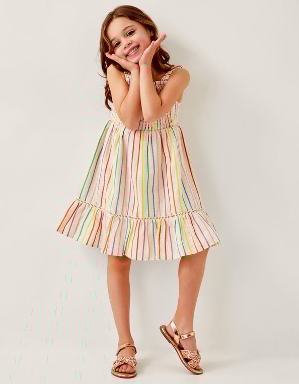 Strappy Stripe Smocked Dress, Multi (MULTI), large