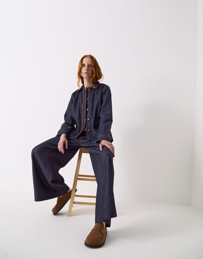 East Jayla Wide Leg Denim Trousers, Blue (NAVY), large