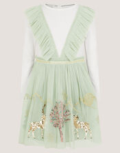 Enchanted Tulle Ruffle Christmas Dress, Green (GREEN), large