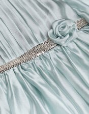 Christina Sequin Belt Long Sleeve Dress, Green (GREEN), large