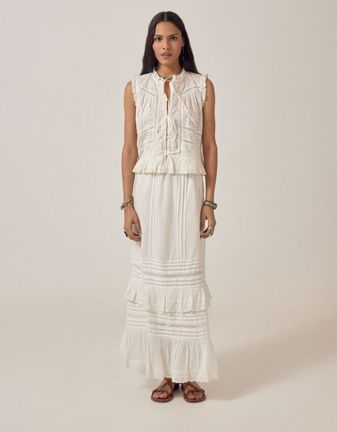 Maison Hotel Camila Embroidered Lace Top, White (WHITE), large