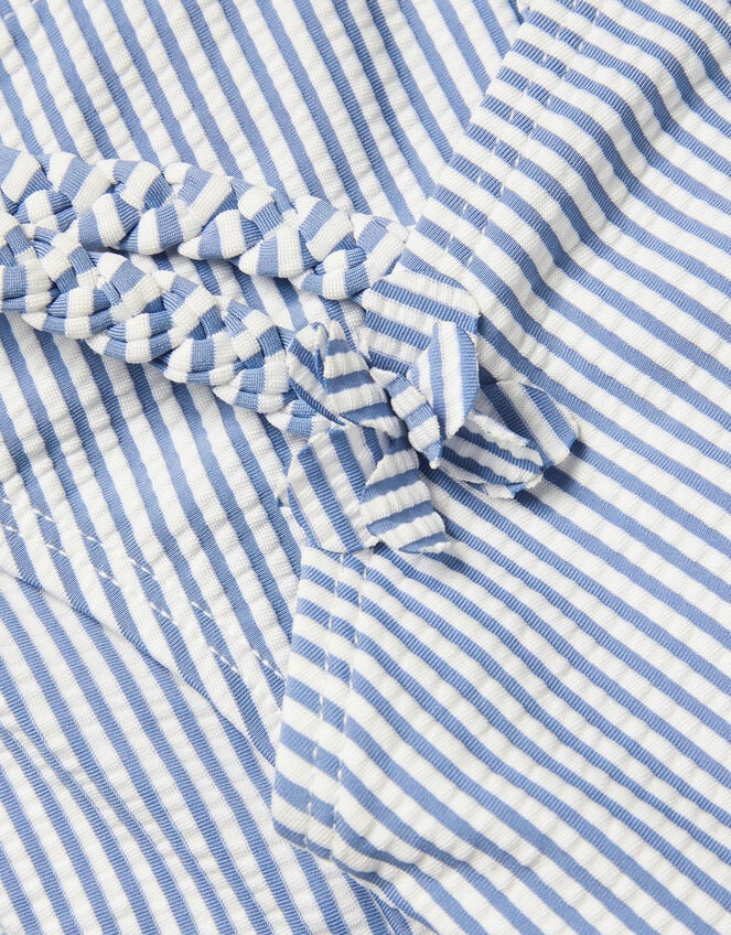 Stripe Asymmetrical Bikini Set, Blue (BLUE), large