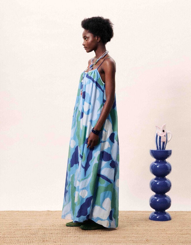 FRNCH Andaman Printed Maxi Dress, Blue (BLUE), large