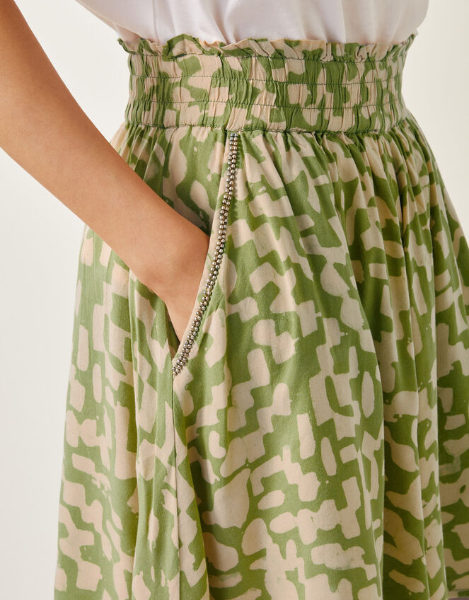 Ania Abstract Batik Print Shorts, Green (GREEN), large