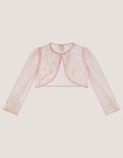 Felicity Embroidered Mesh Cardigan, Pink (PINK), large