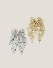 2-Pack Sequin Bow Hair Clips, , large