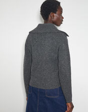 Clover V-Neck Collar Jumper, Grey (CHARCOAL), large