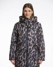 Rino & Pelle Lune Leopard Print Padded Coat, Leopard (LEOPARD), large