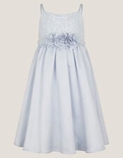 Orelia Strappy Sequin Satin Dress, Blue (BLUE), large