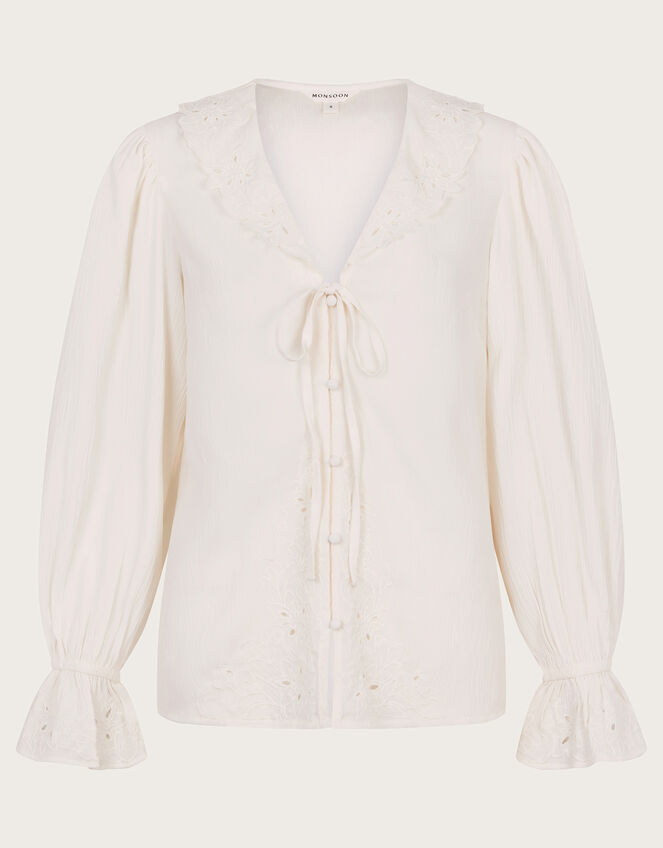 Clare Cutwork Blouse, Ivory (IVORY), large