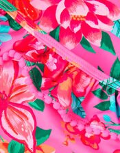 Tropical Flower Print UPF50+ Long Sleeve Swim Set, Pink (PINK), large
