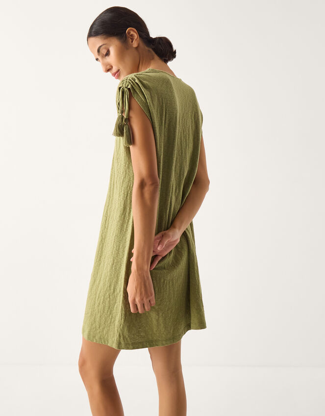 Julie Embroidered Mini Kaftan Dress, Green (KHAKI), large
