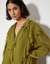 Aria Ruffle Dress, Green (OLIVE), large
